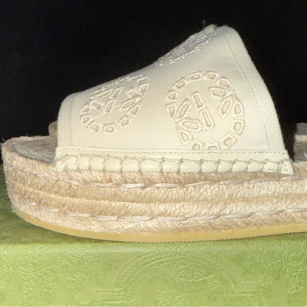 Gucci Greggio/Raw Nat/Ivoi Cream Platform Slide Sandals - Picture 8 of 13